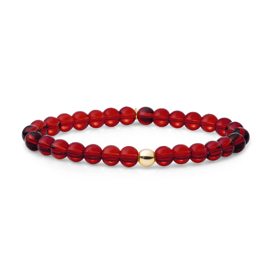Bracelet | Ruby Quartz Saturn large - Gold 6mm