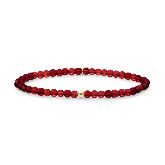Bracelet | Ruby Quartz Saturn small - Gold 4mm