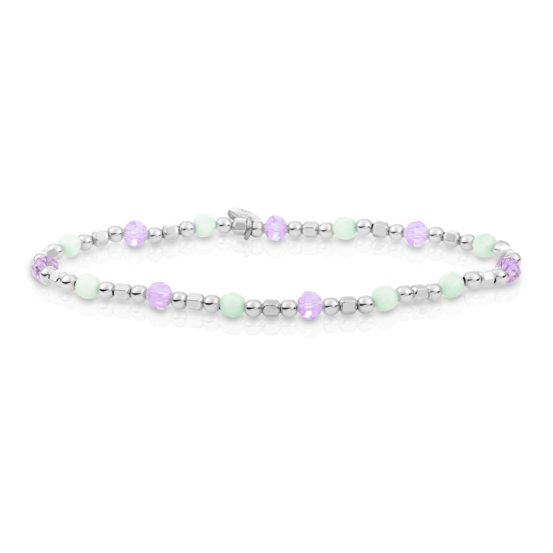 Bracelet | Silver - Amazonite & Violet Quartz - Edge Mix - SB-S-MIX-SQ03