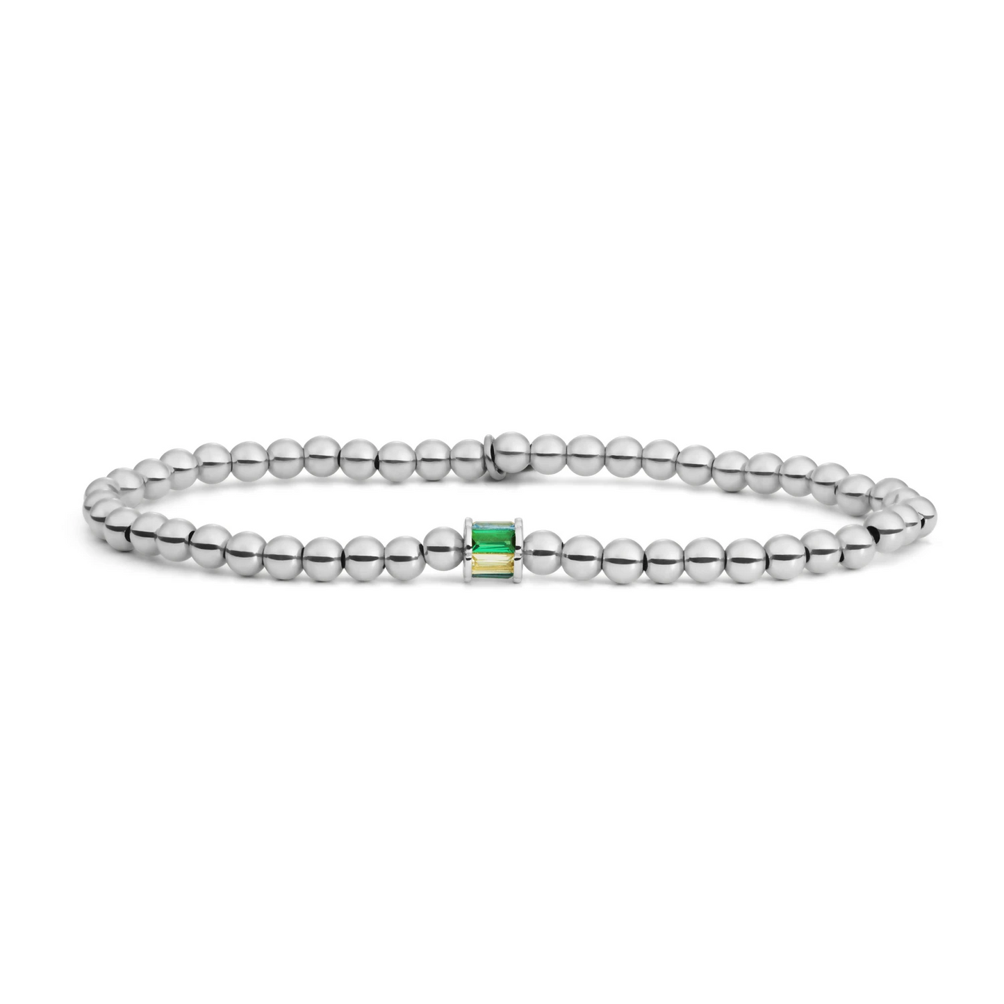 Bracelet | Silver - Baguette Cylinder Green CZ
