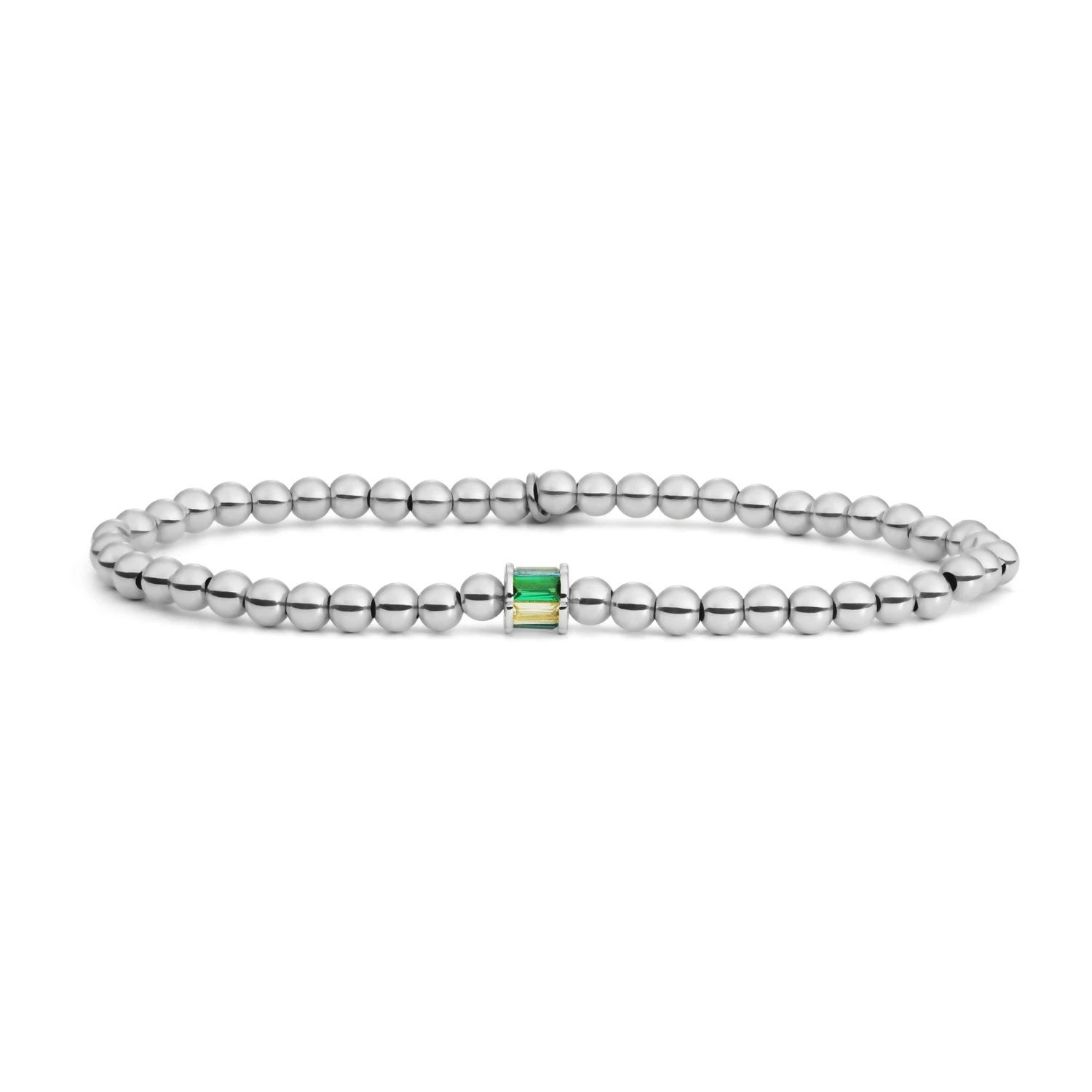 Bracelet | Silver - Baguette Cylinder Green CZ