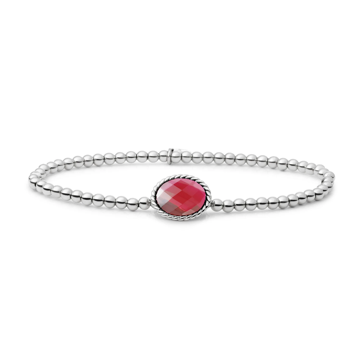 Bracelet | Silver - Fuchsia Quartz Twist