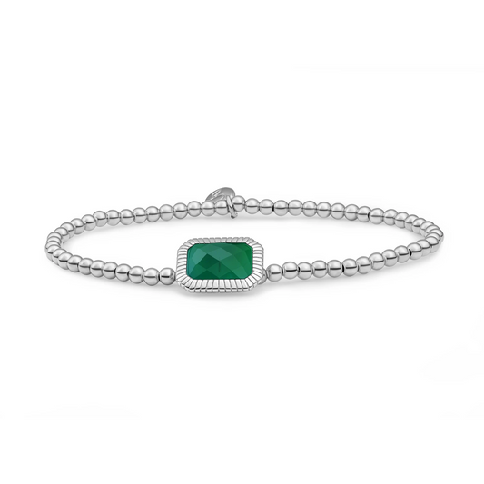 Bracelet | Silver - Green Onyx Baguette
