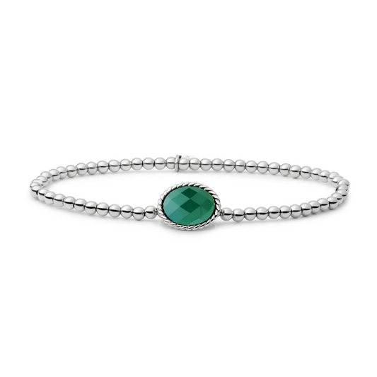 Bracelet | Silver - Green Onyx Twist