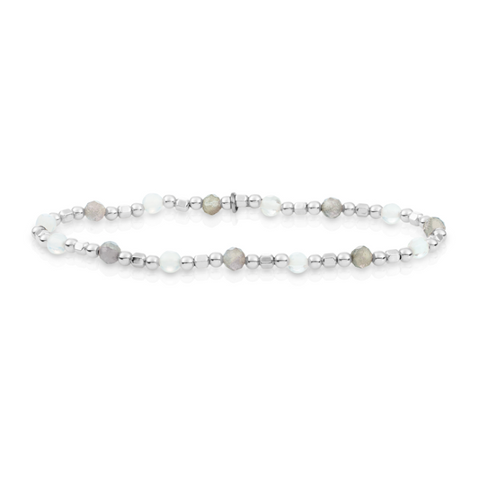 Bracelet | Silver - Opalite & Labradorite - Edge Mix