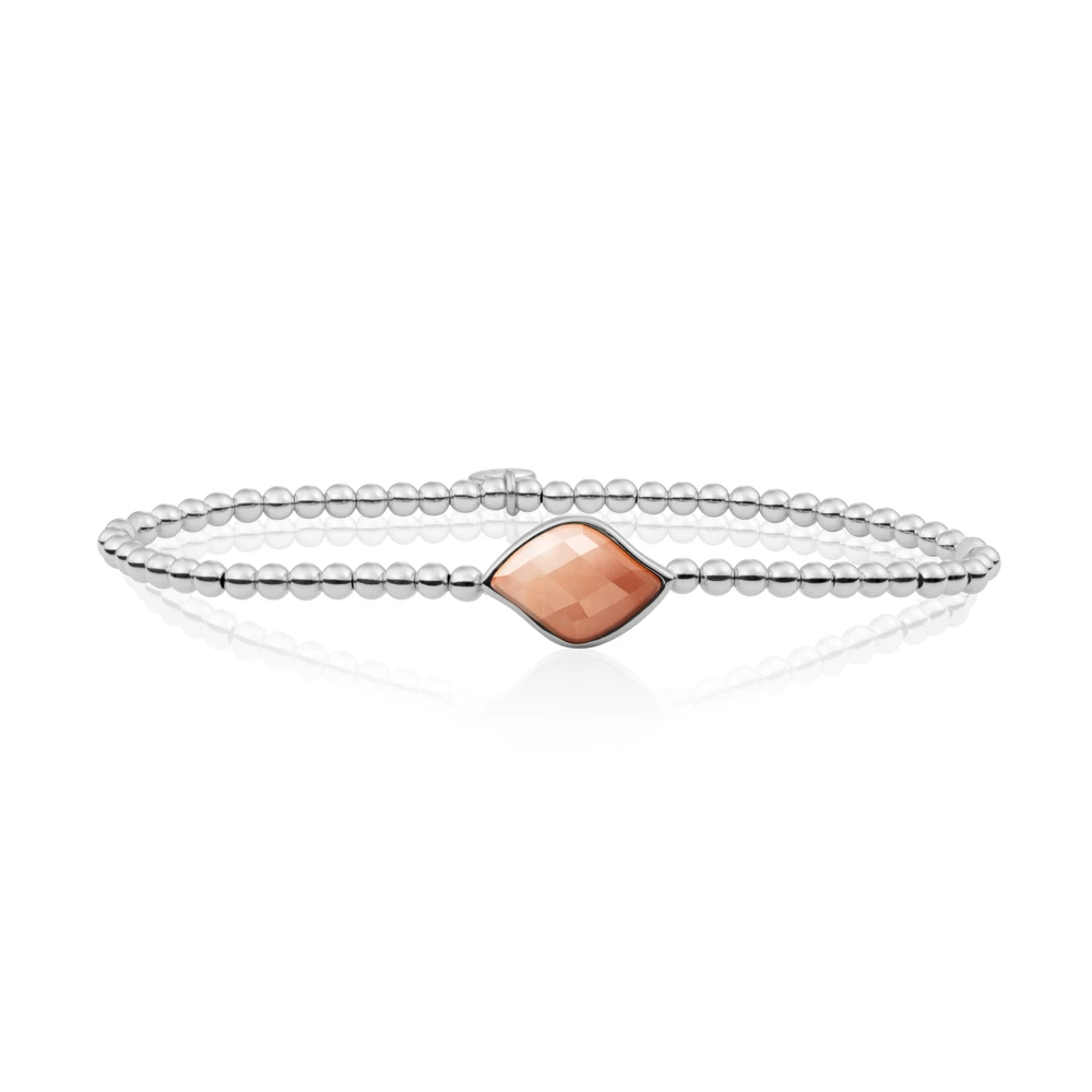 Bracelet | Silver - Peach Rhodonite Blossom