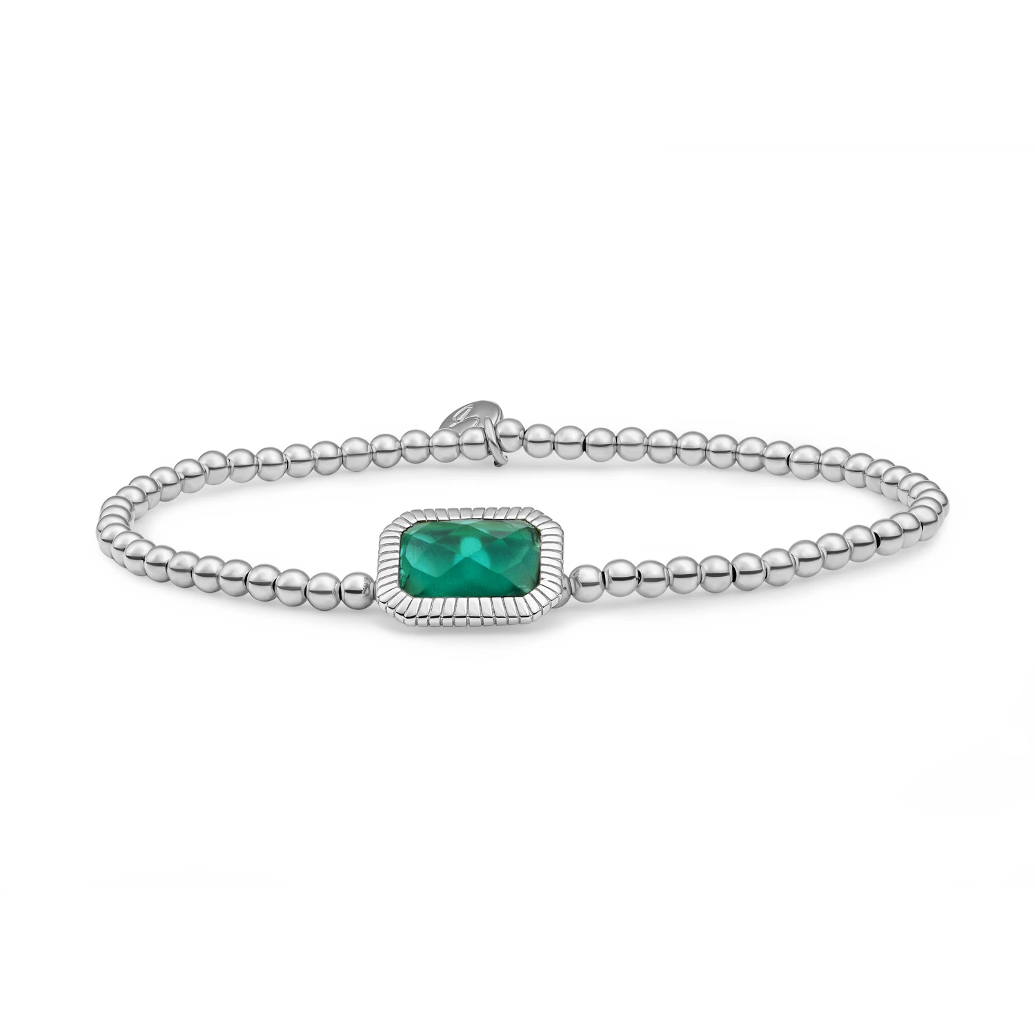 Bracelet | Silver - Petrol Green Quartz Baguette