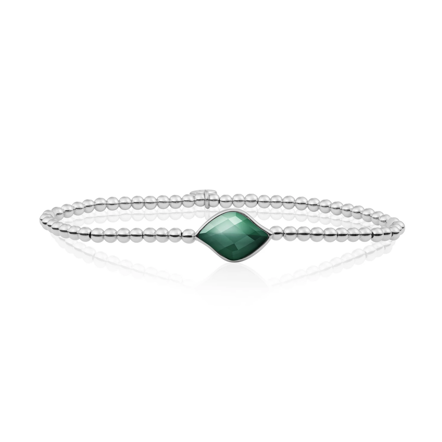 Bracelet | Silver - Petrol Green Quartz Blossom