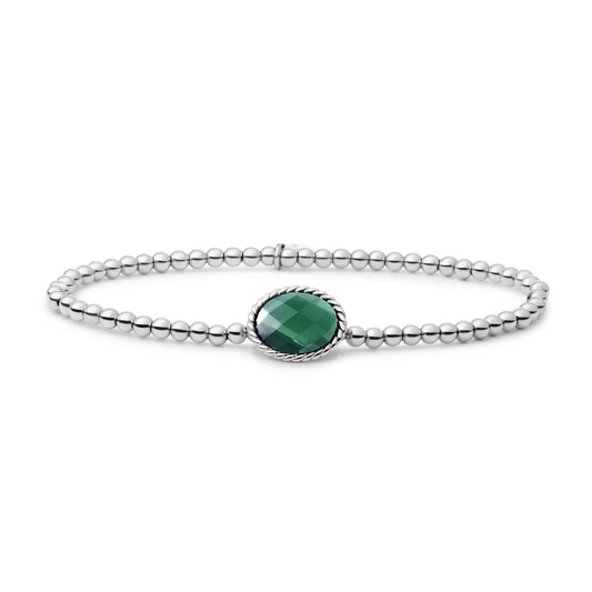 Bracelet | Silver - Petrol Green Quartz Twist