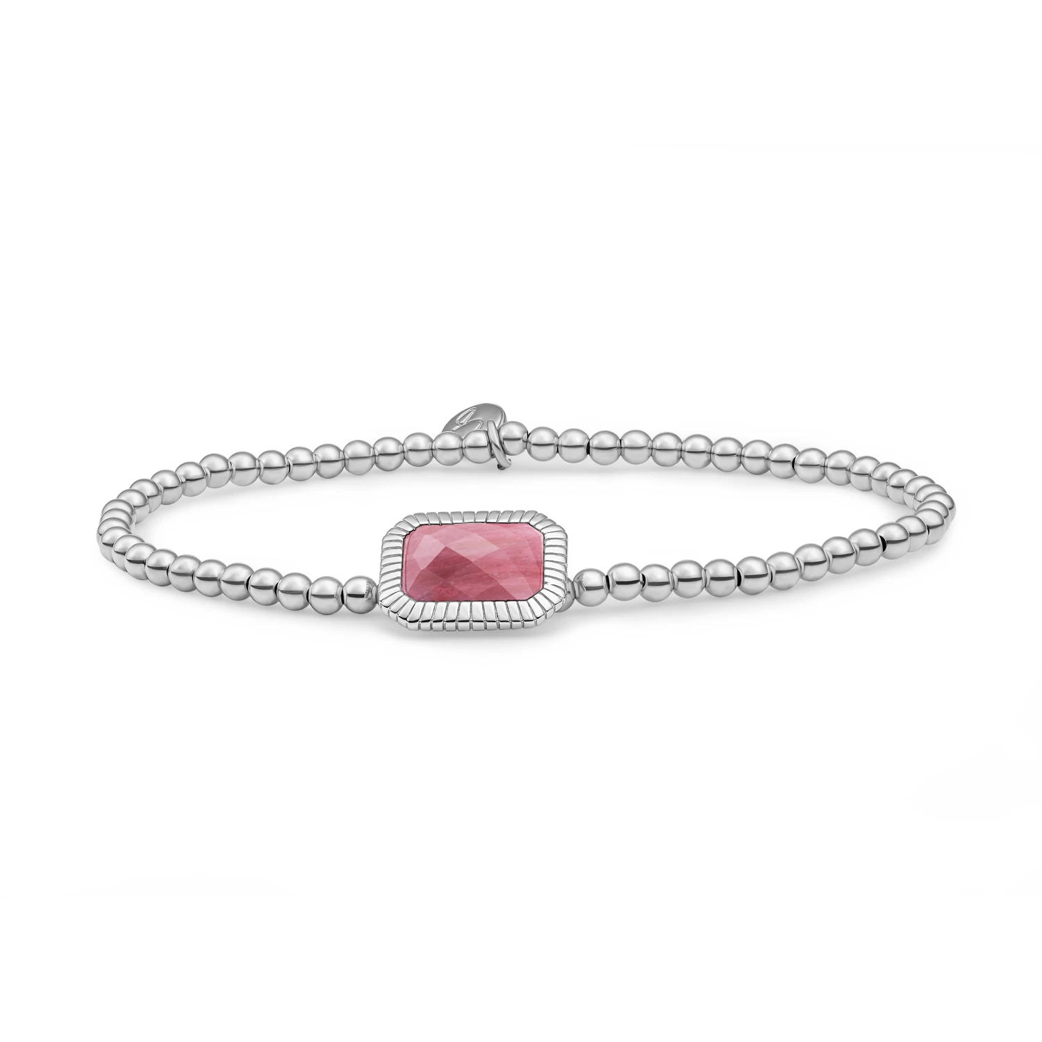 Bracelet | Silver - Pink Rhodonite Baguette