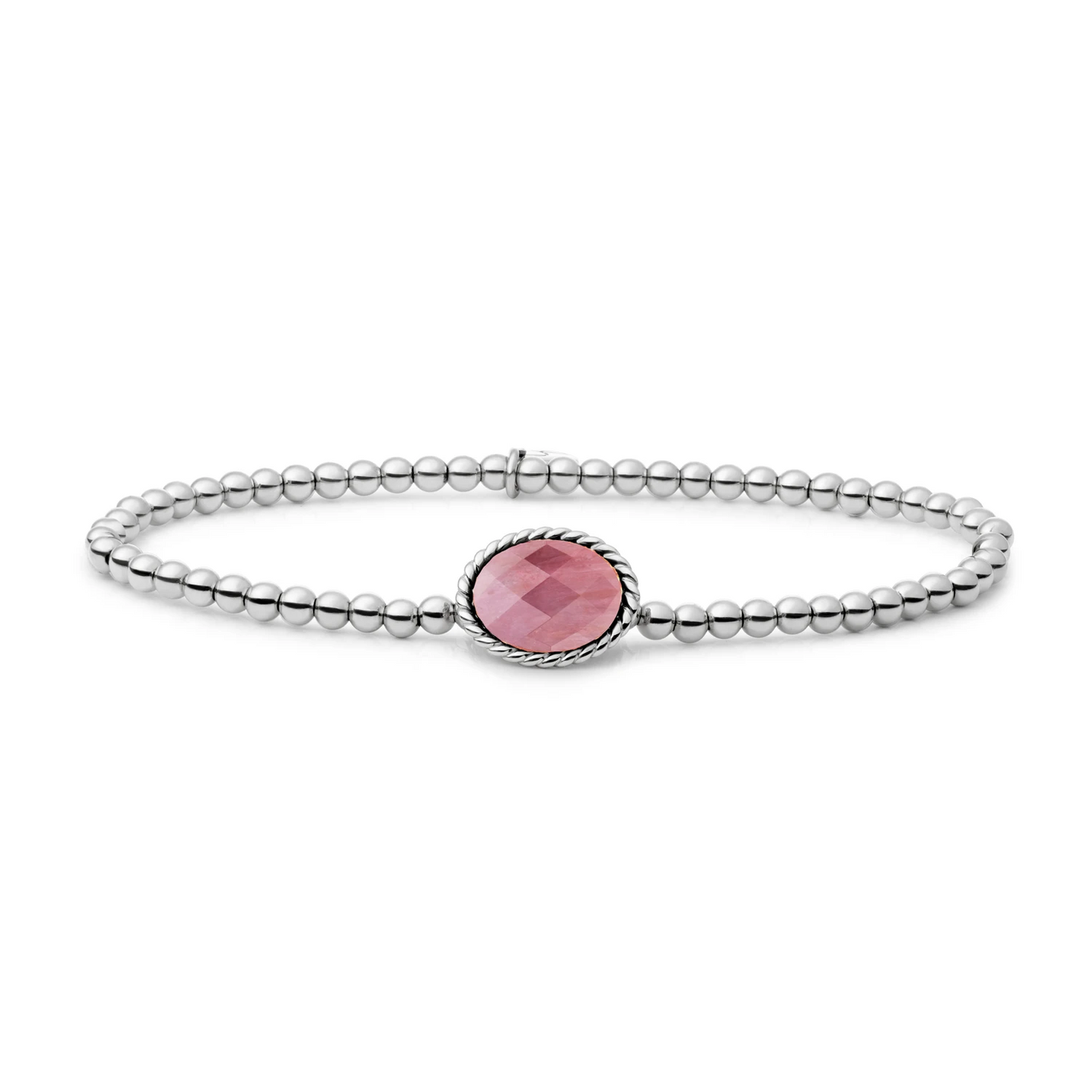 Bracelet | Silver - Pink Rhodonite Twist