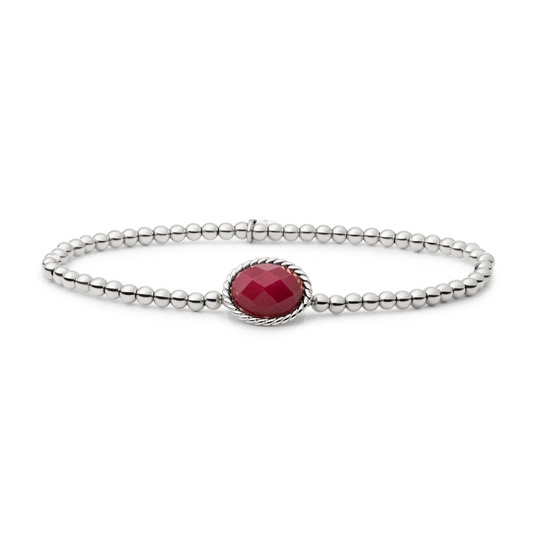 Bracelet | Silver - Red Jade Twist