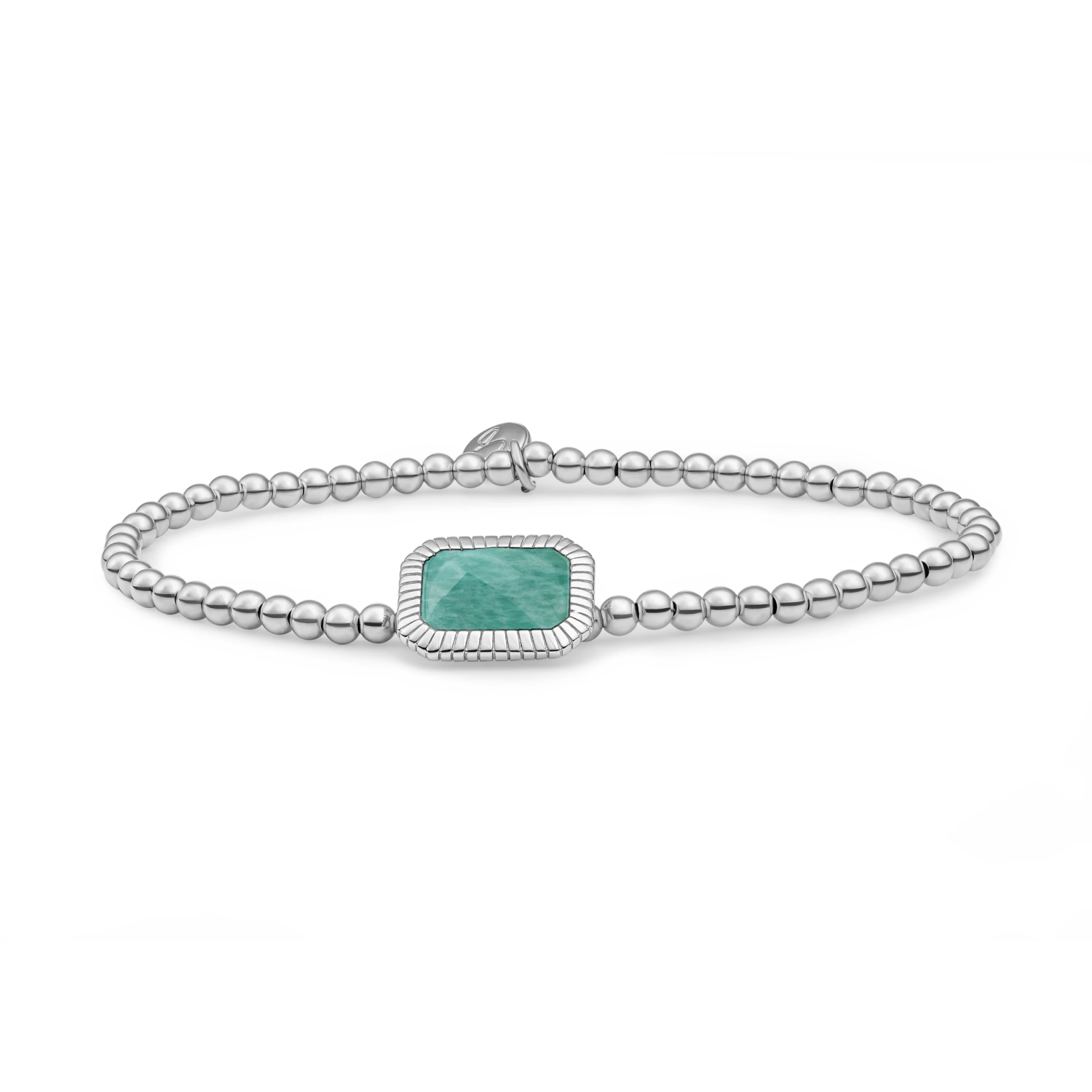 Bracelet | Silver - Rich Green Amazonite Baguette