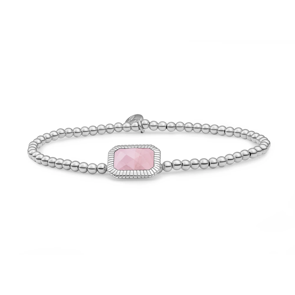 Bracelet | Silver - Rose Quartz Baguette