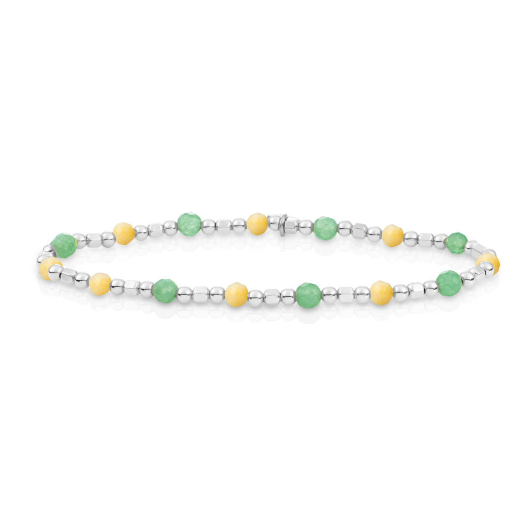 Bracelet | Silver - Yellow Jade & Green Aventurine - Edge Mix - SB-S-MIX-SQ01