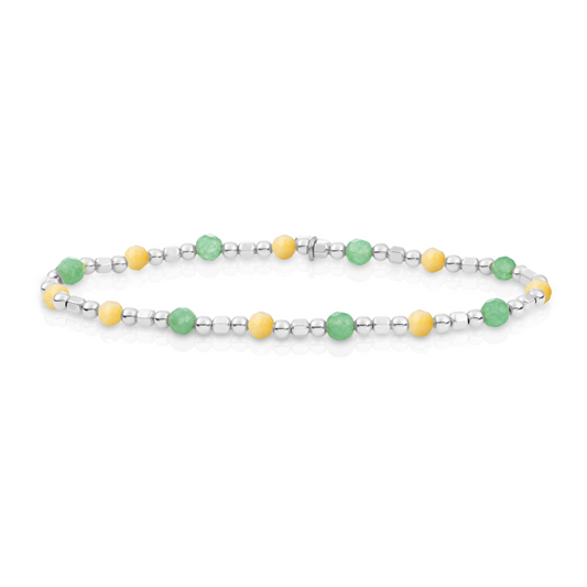 Bracelet | Silver - Yellow Jade & Green Aventurine - Edge Mix