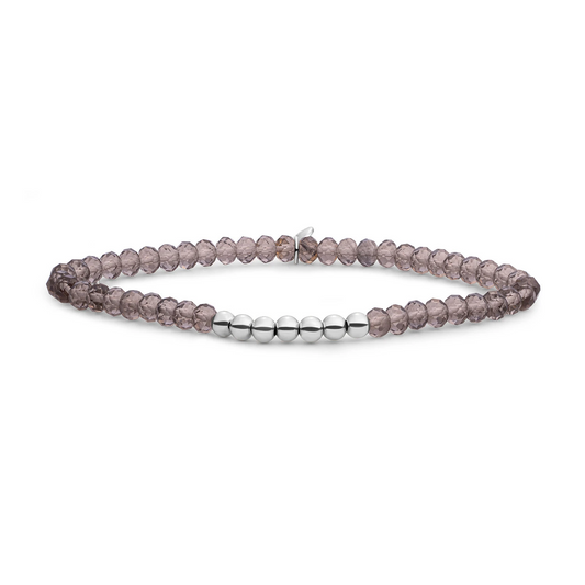 Bracelet | Smoky Quartz 4mm Reverse Universe - Silver