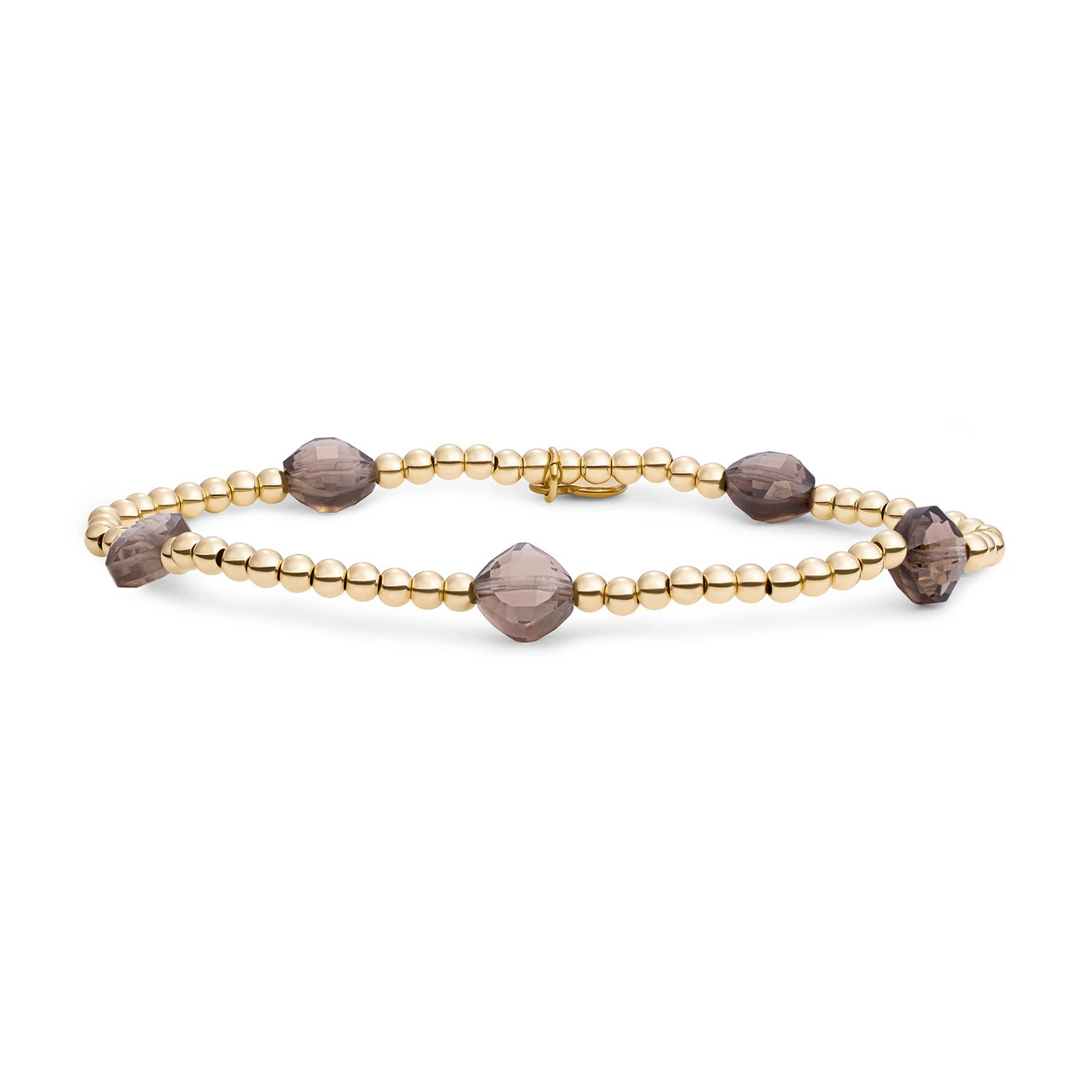 Bracelet | Smoky Quartz Cushion Cut Beads - Gold