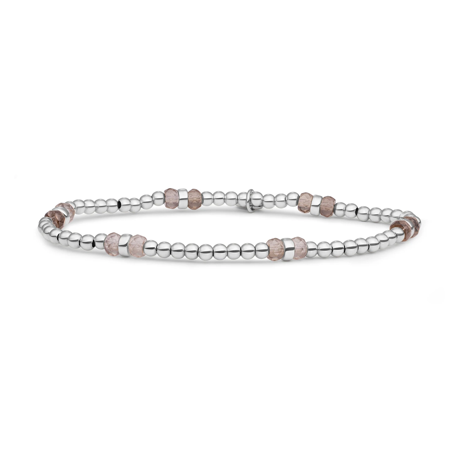 Bracelet | Smoky Quartz Double Reverse Roundel - Silver