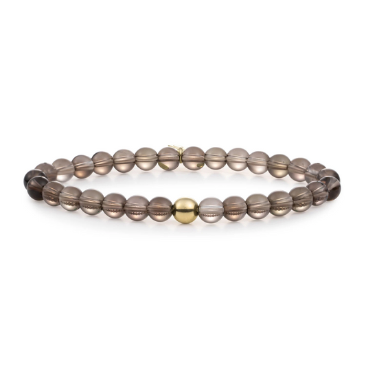 Bracelet | Smoky Quartz Saturn large - Gold 6mm