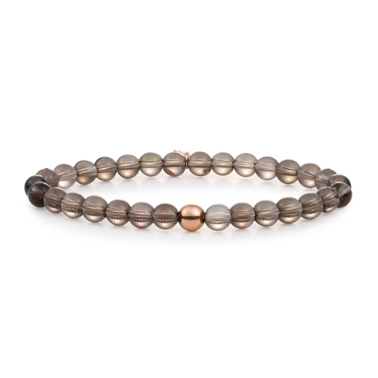 Bracelet | Smoky Quartz Saturn large - Rose Gold 6mm