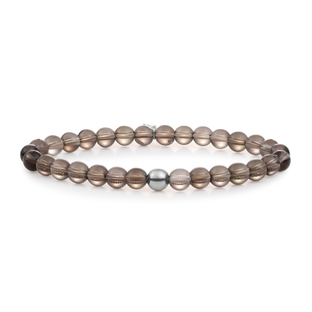 Bracelet | Smoky Quartz Saturn large - Silver 6mm
