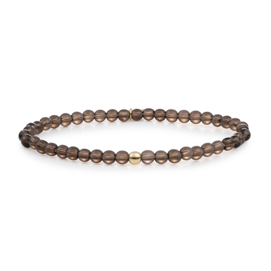 Bracelet | Smoky Quartz Saturn small - Gold 4mm