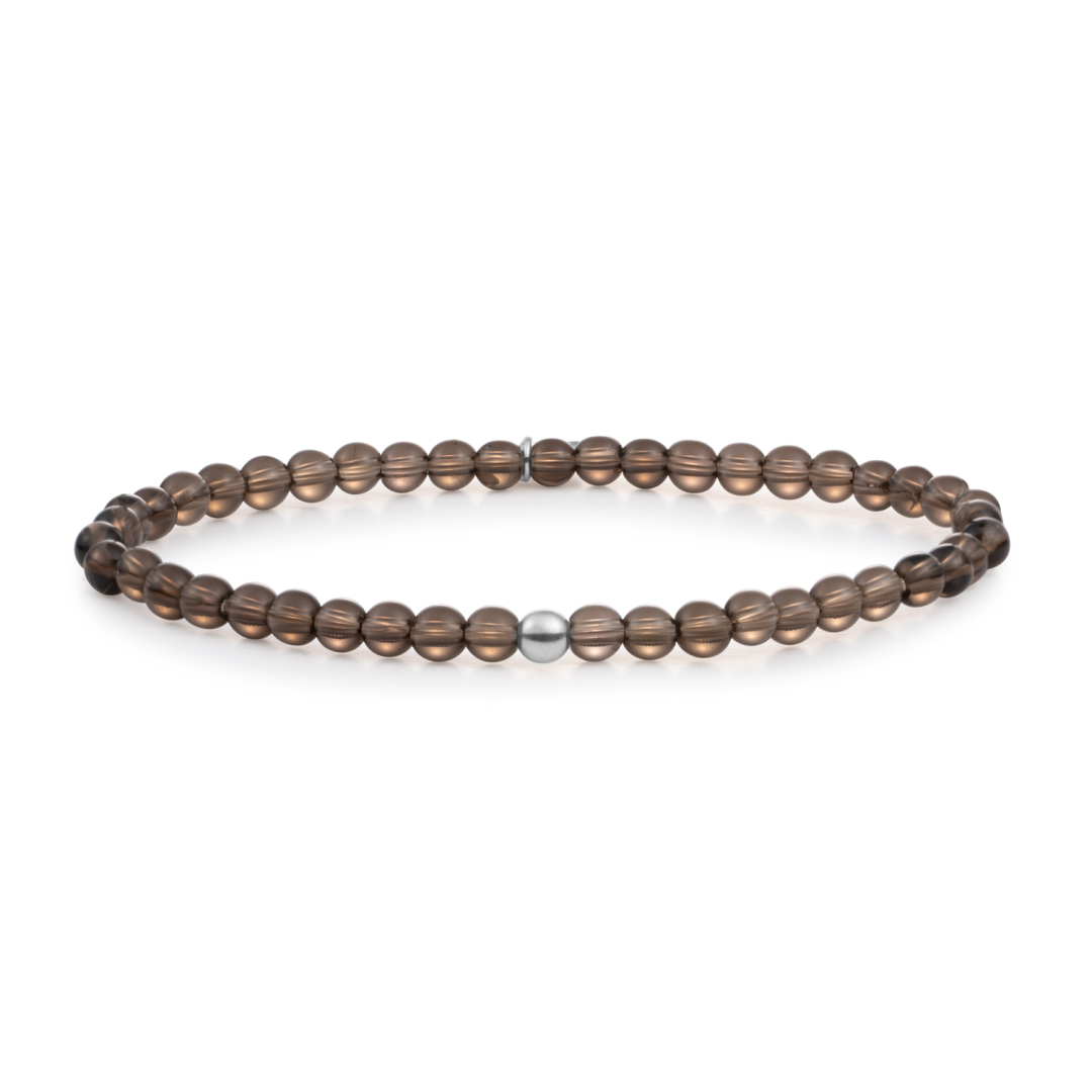 Bracelet | Smoky Quartz Saturn small - Silver 4mm