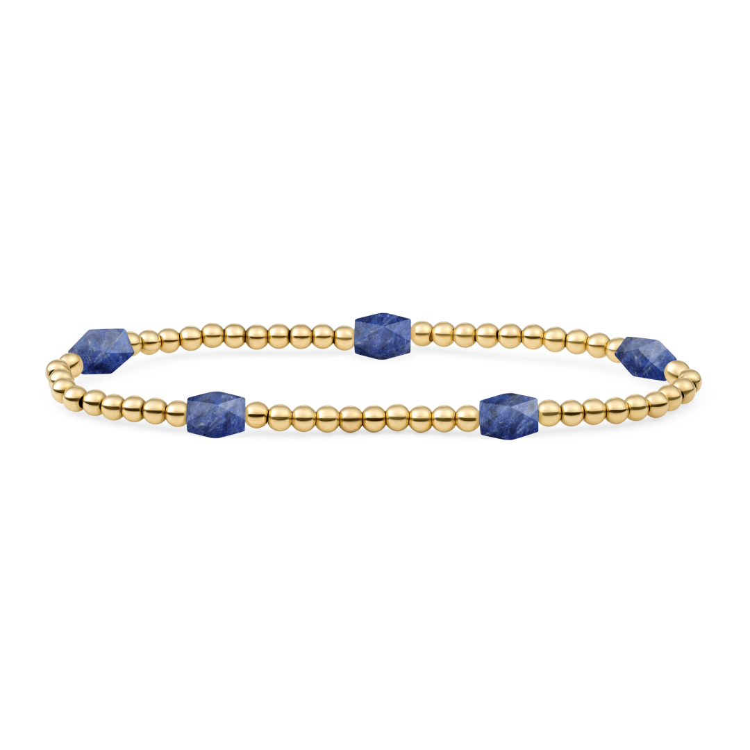 Bracelet | Sodalite 3mm Reverse Edge Mix | gold plated