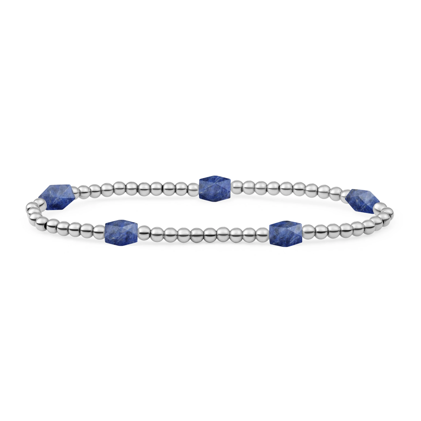 Bracelet | Sodalite 3mm Reverse Edge Mix | silver