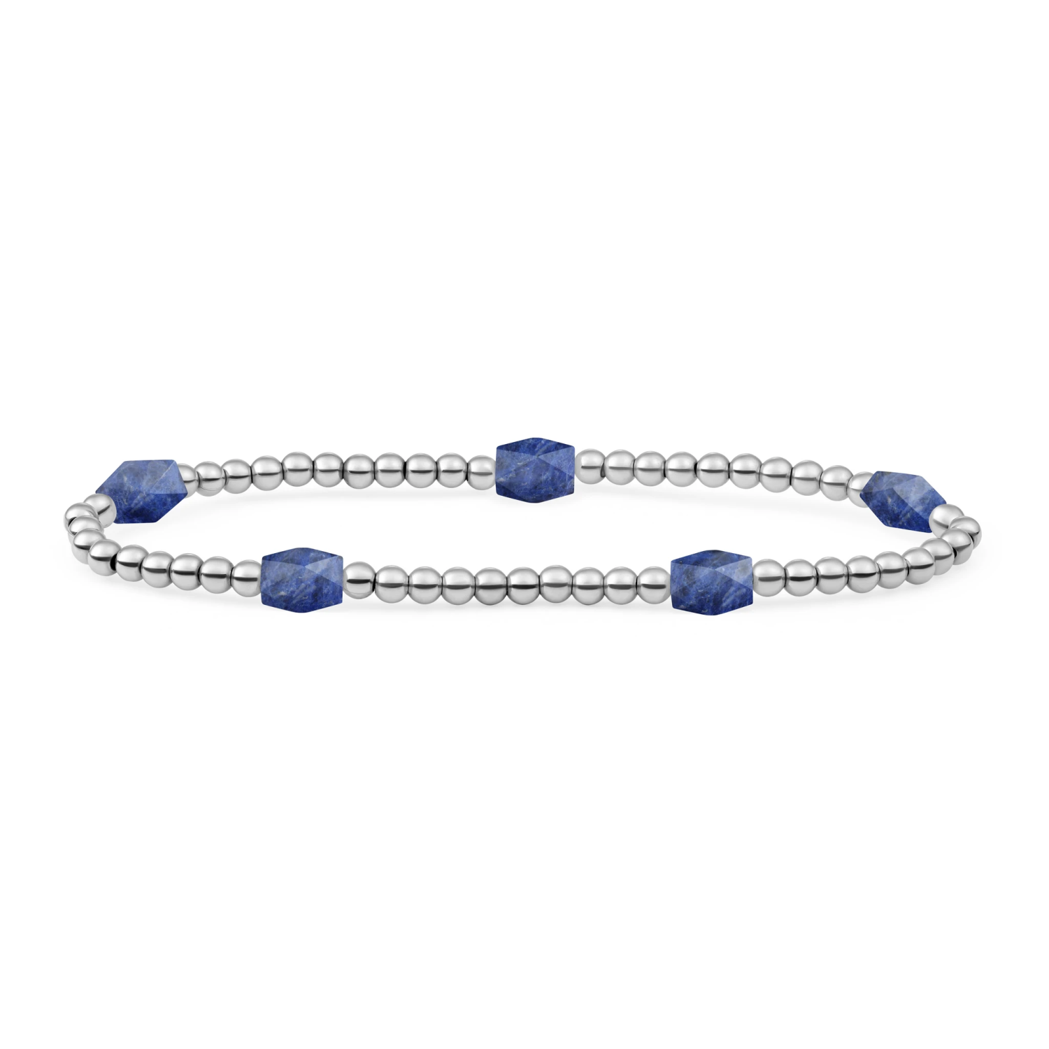 Bracelet | Sodalite 3mm Reverse Edge Mix | silver