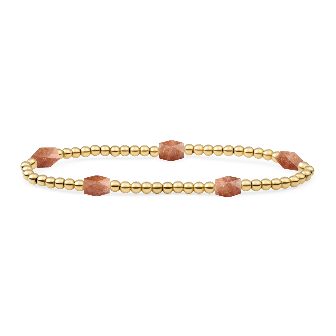 Bracelet | Sunstone 3mm Reverse Edge Mix | gold plated