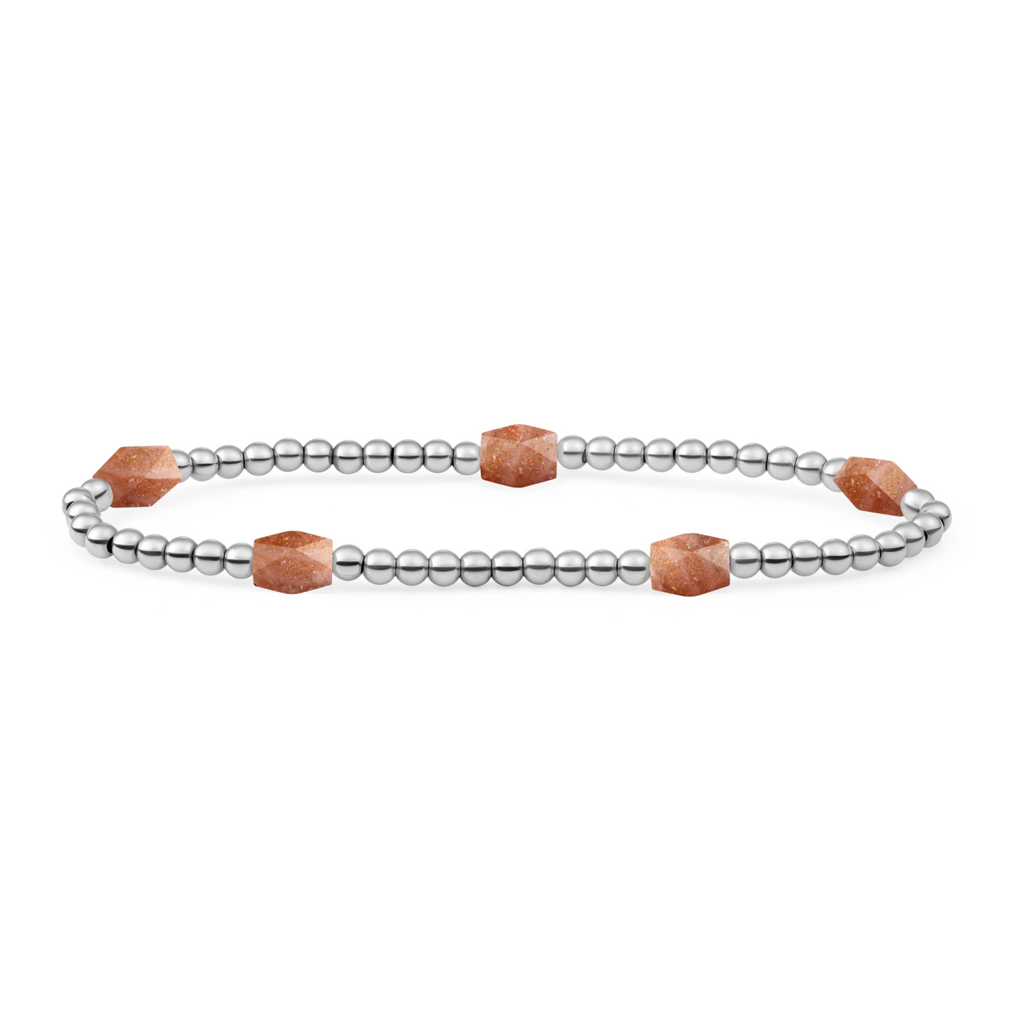 Bracelet | Sunstone 3mm Reverse Edge Mix | silver