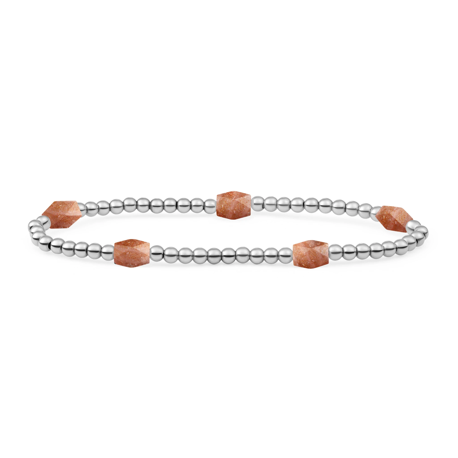Bracelet | Sunstone 3mm Reverse Edge Mix | silver