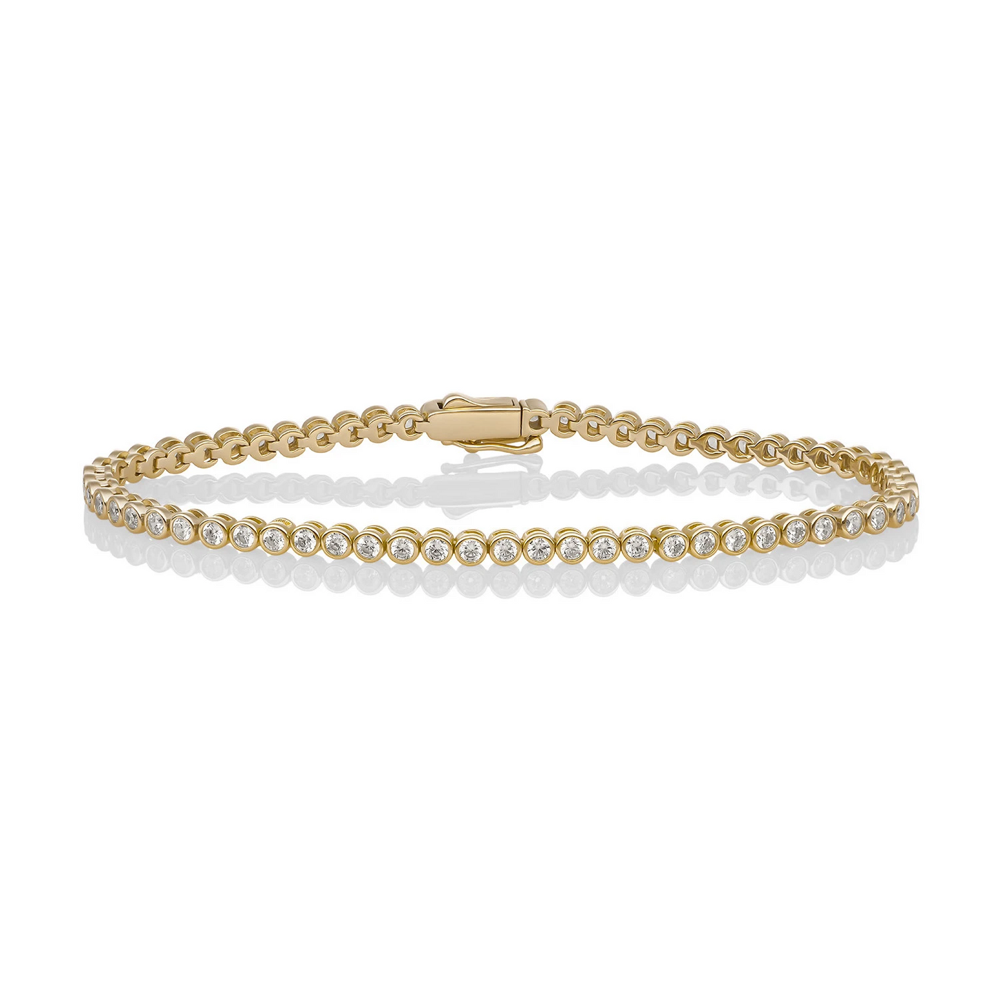 Bracelet | Tennis Round CZ  gold plated - Silver - Large