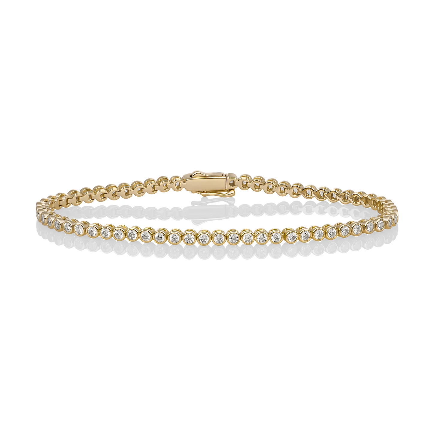 Bracelet | Tennis Round CZ  gold plated - Silver - Medium