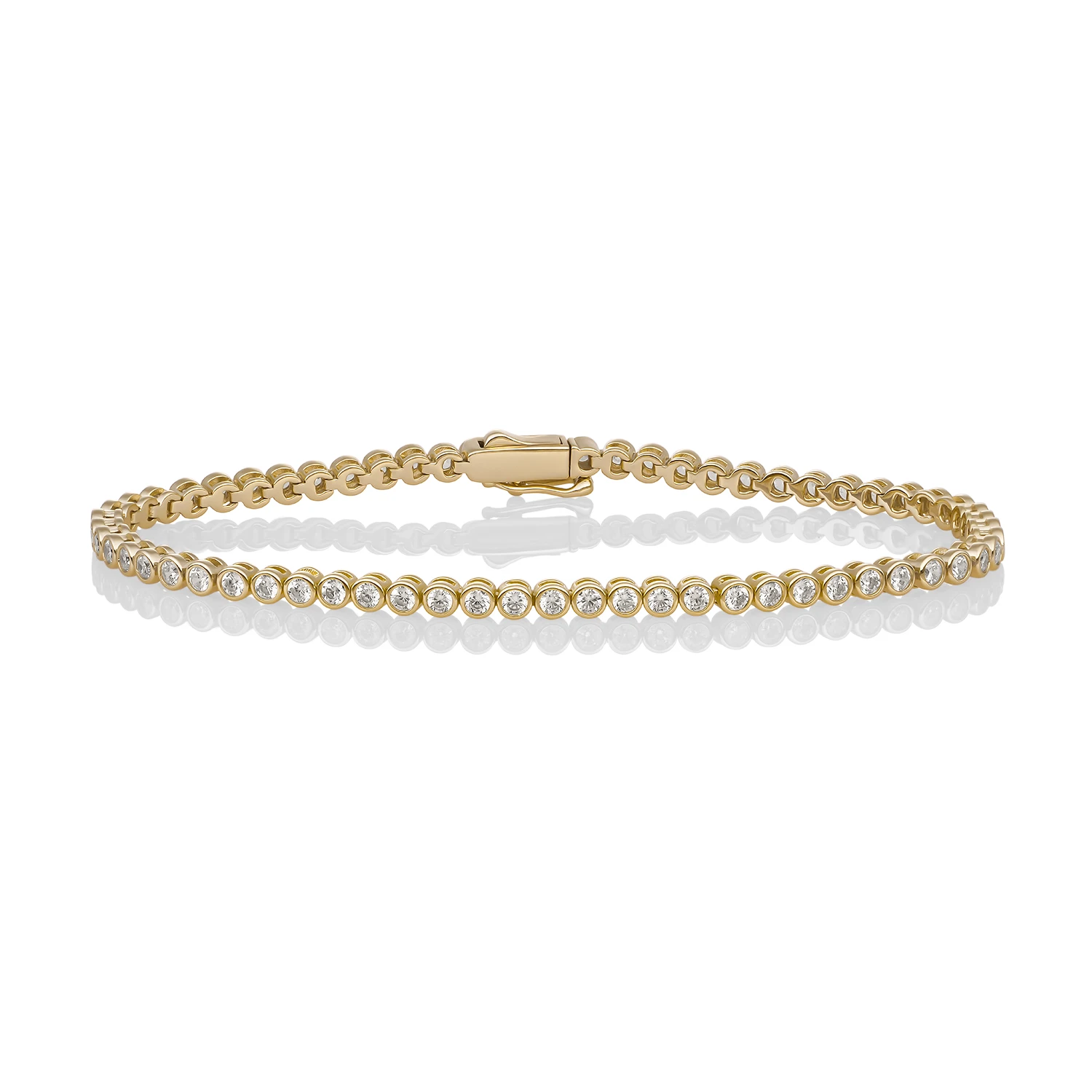 Bracelet | Tennis Round CZ  gold plated - Silver - Medium
