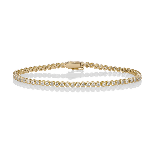 Bracelet | Tennis Round CZ  gold plated - Silver - Medium