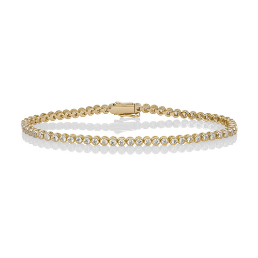 Bracelet | Tennis Round CZ  gold plated - Silver - Small