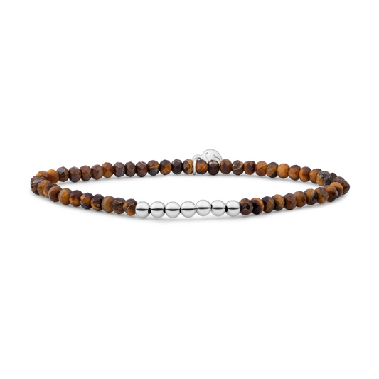 Bracelet | Tiger Eye 4mm Reverse Universe - Silver