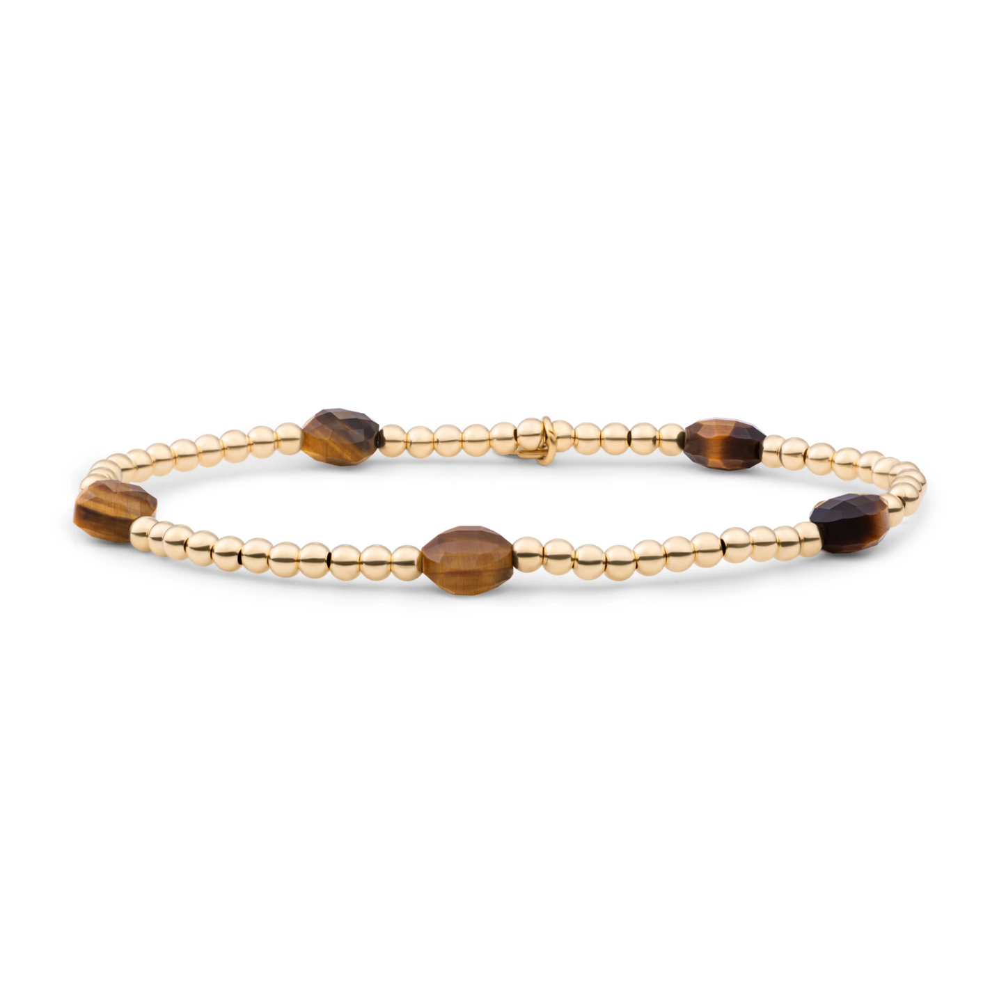 Bracelet | Tiger Eye Cushion Cut Beads - Gold