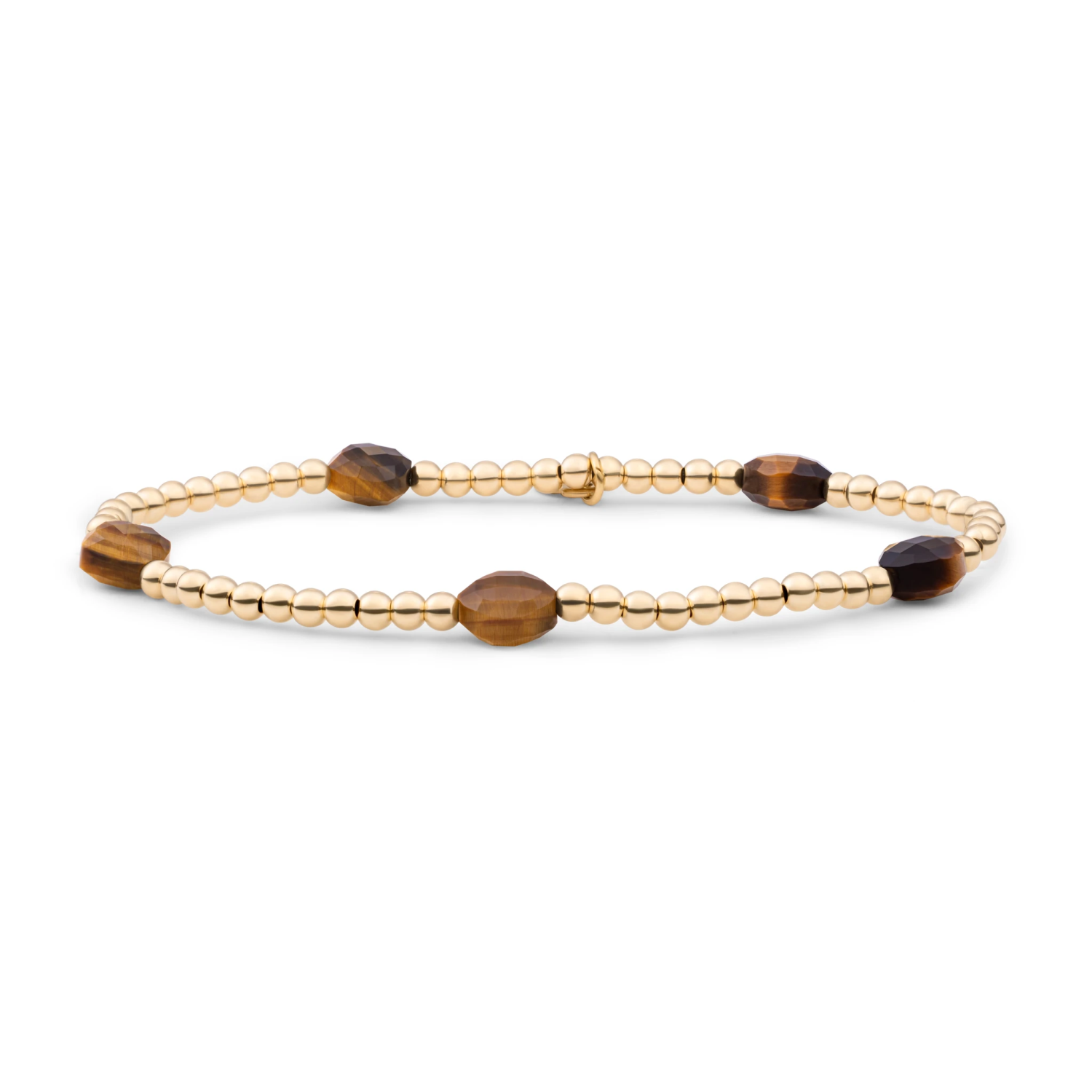 Bracelet | Tiger Eye Cushion Cut Beads - Gold