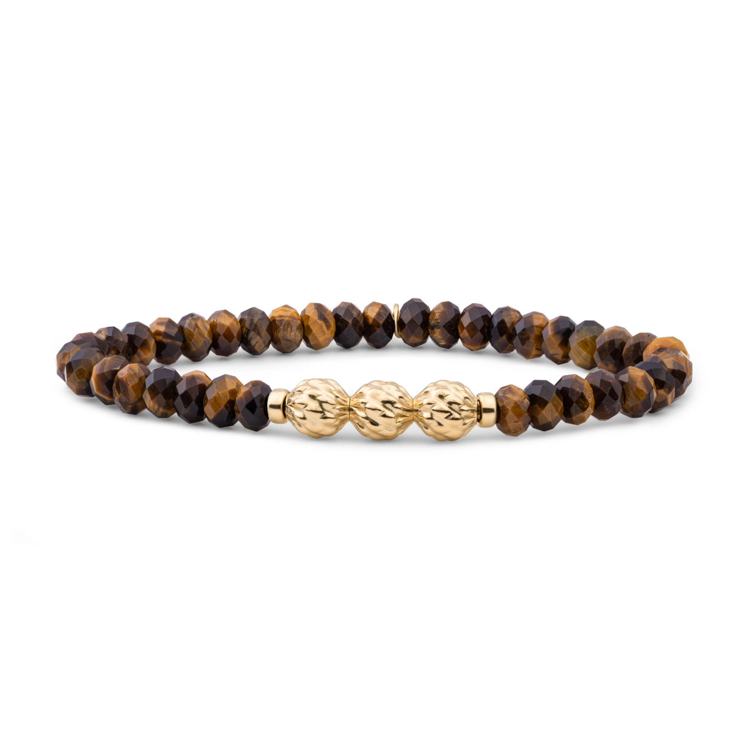 Bracelet | Tiger Eye Fuse beads - Gold - 6mm