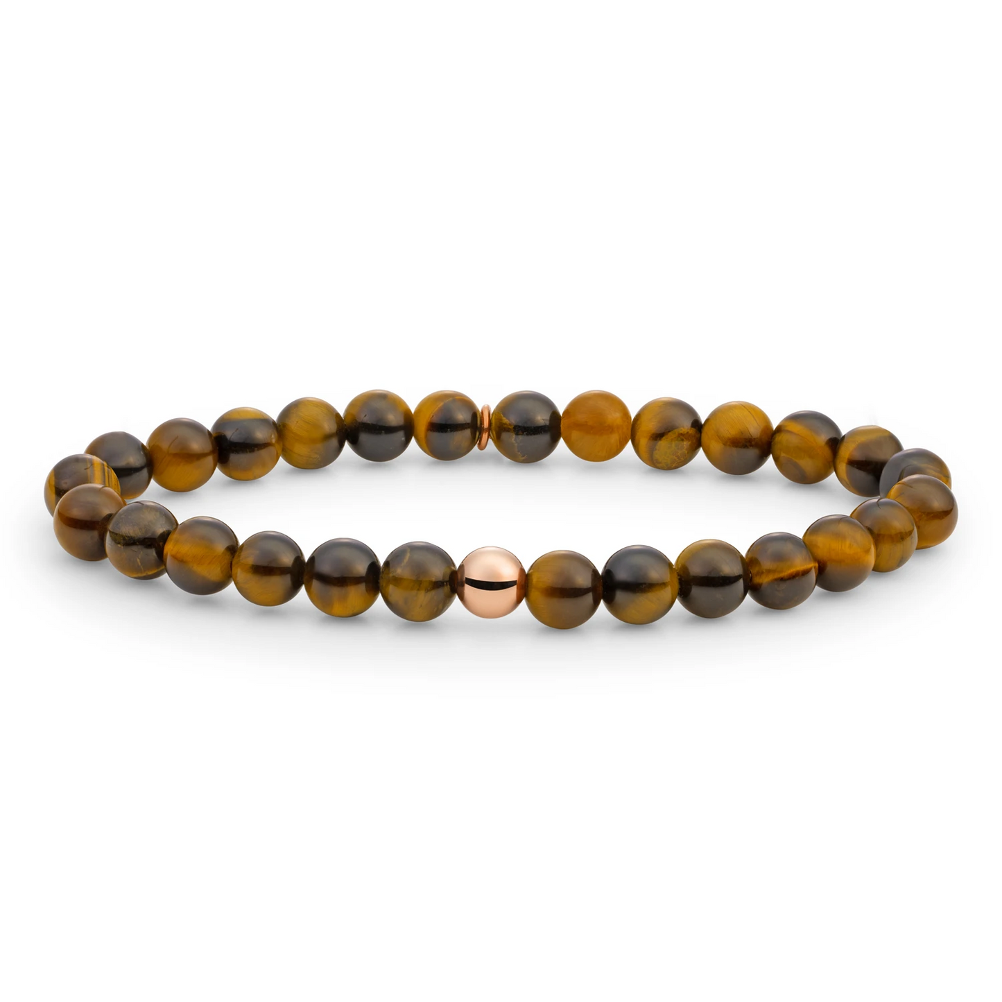 Bracelet | Tiger Eye Saturn large - Rose gold 6mm