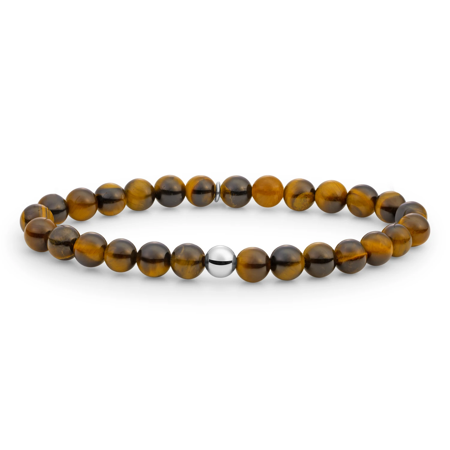 Bracelet | Tiger Eye Saturn large - Silver - 6mm