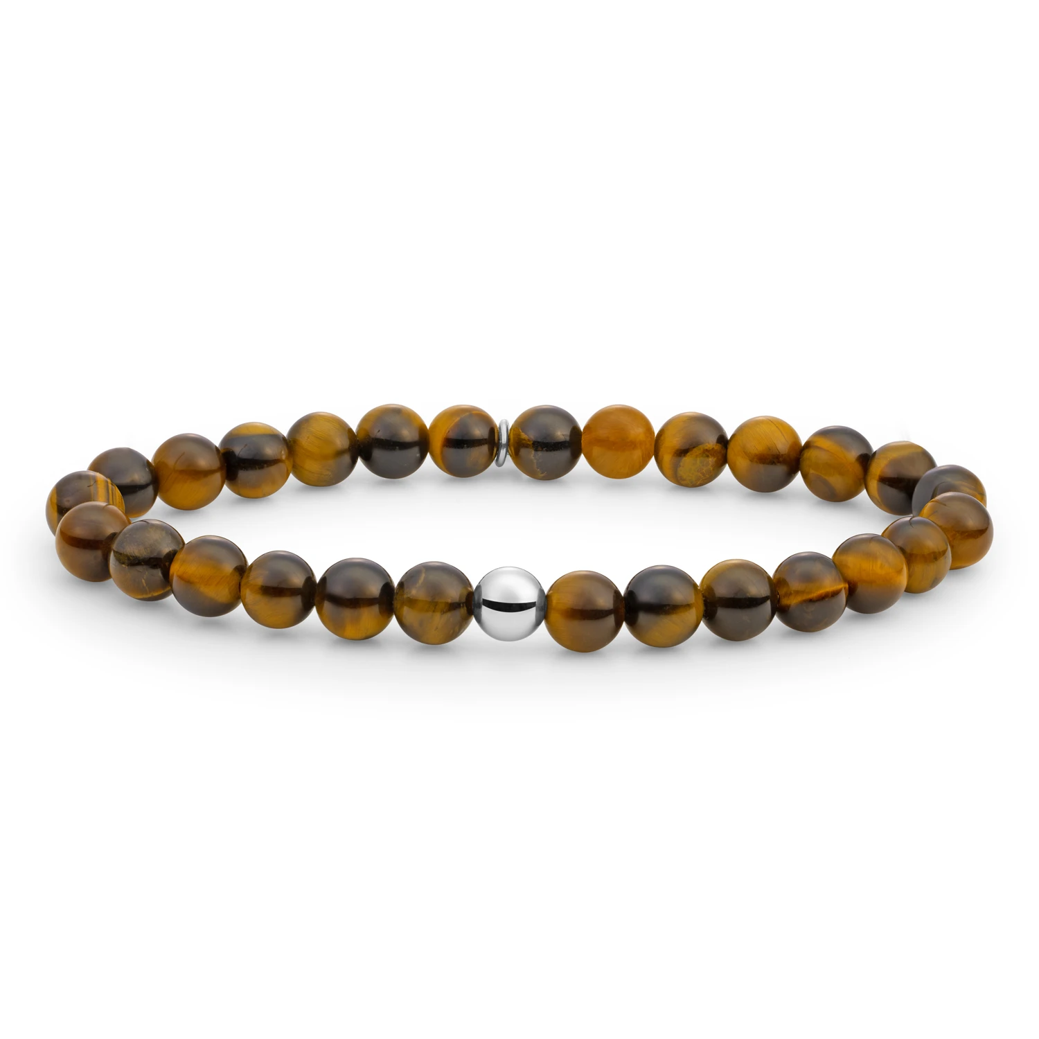 Bracelet | Tiger Eye Saturn large - Silver - 6mm
