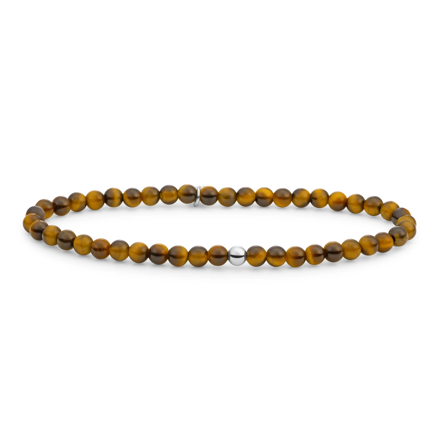 Bracelet | Tiger Eye Saturn small - Silver - 4mm