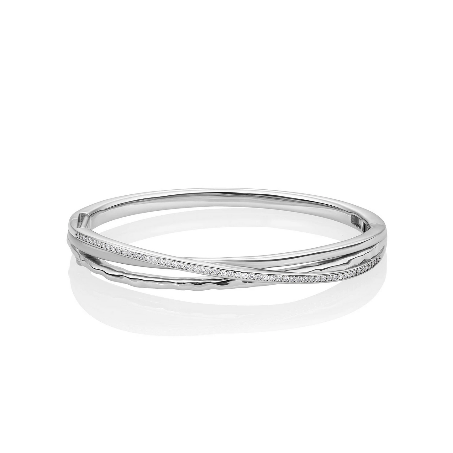 Bracelet | Uneven Bangle rhodium plated - silver - Medium