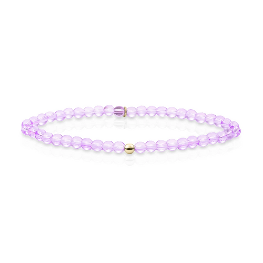 Bracelet | Violet Quartz Saturn small - Gold 4mm