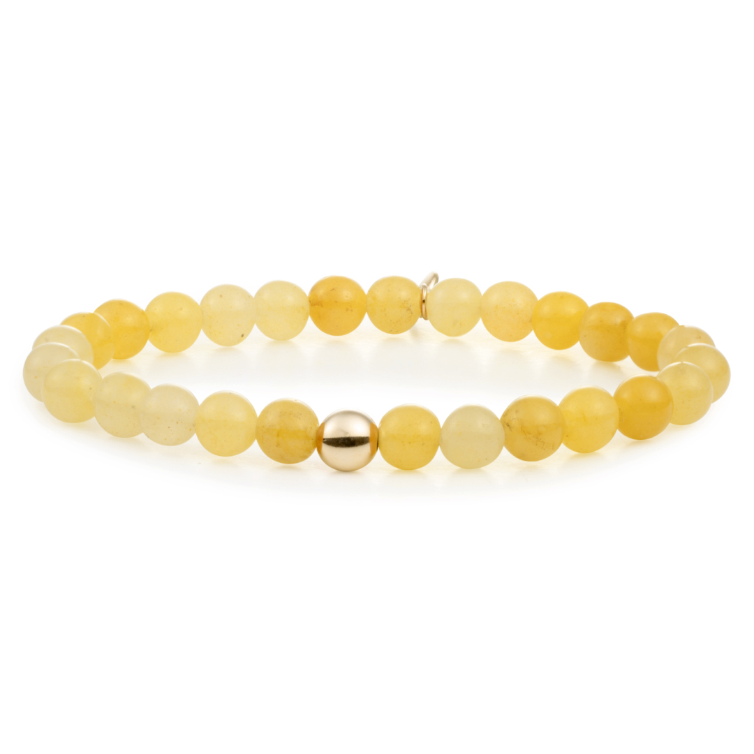 Bracelet | Yellow Jade Saturn large - Gold 6mm